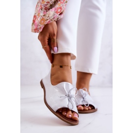 Bőr női balerinák Nicole 2660/005 fehér-ezüst 1