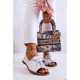 Bőr női balerinák Nicole 2660/005 fehér-ezüst 2