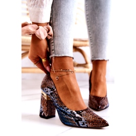 Lewski Shoes Bőr szivattyúk Lewski Snake 3117 barna-kék 1