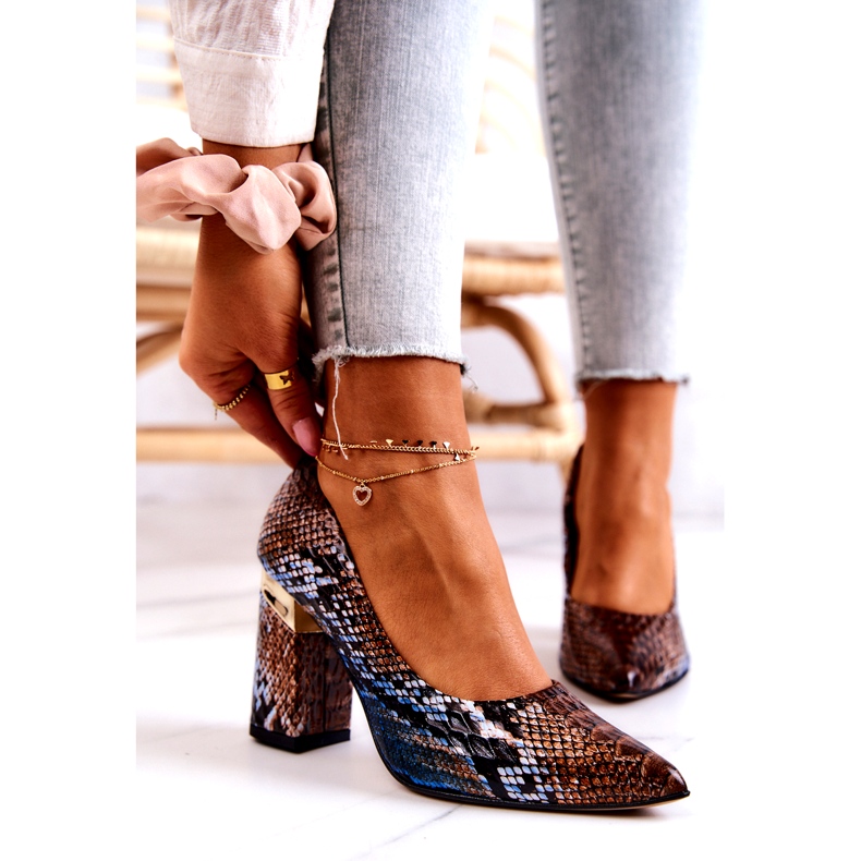 Lewski Shoes Bőr szivattyúk Lewski Snake 3117 barna-kék 1