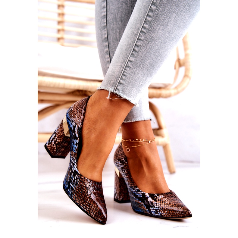 Lewski Shoes Bőr szivattyúk Lewski Snake 3117 barna-kék 2