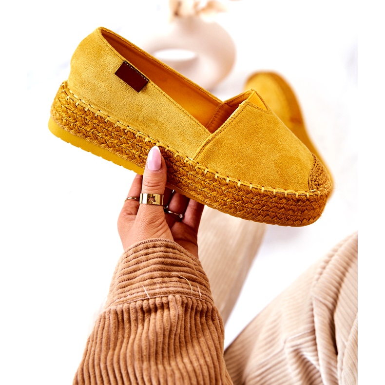 Inna Lesley Yellow Suede Slip On Espadrilles sárga 1