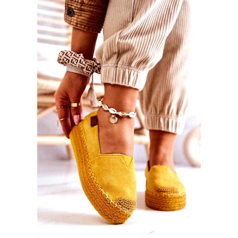 Inna Lesley Yellow Suede Slip On Espadrilles sárga 2