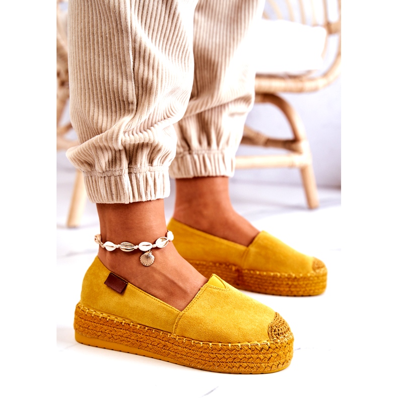 Inna Lesley Yellow Suede Slip On Espadrilles sárga 3