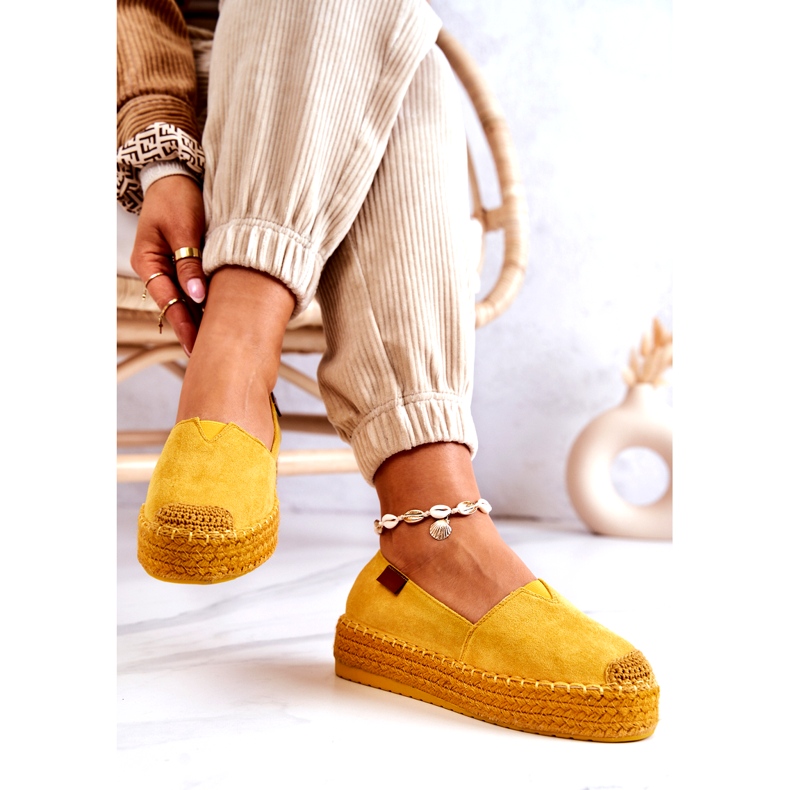 Inna Lesley Yellow Suede Slip On Espadrilles sárga 4
