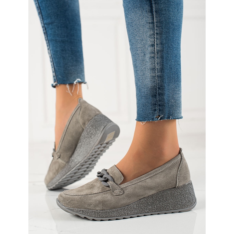 Filippo Leather Brogues a platformon szürke 2