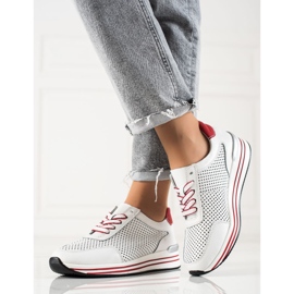 VINCEZA áttört cipők fehér piros 2