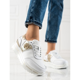 Filippo Divatos bőr tornacipők fehér aranysárga 1