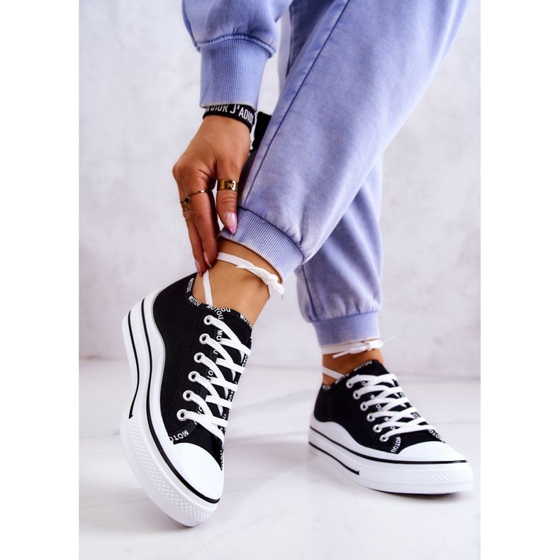 S.Barski Női fekete Menifee megkötős tornacipő 2