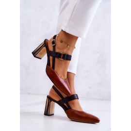 Sergio Leone Divatos bőrpumpák Maciejka 05498-29 barna és fekete 2