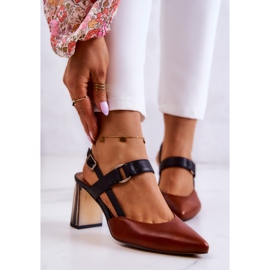 Sergio Leone Divatos bőrpumpák Maciejka 05498-29 barna és fekete 1