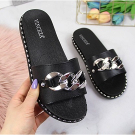 Fekete Vinceza W JAN111A papucs lánccal 1