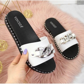 Papucs lánccal Vinceza W JAN111B fehér 1