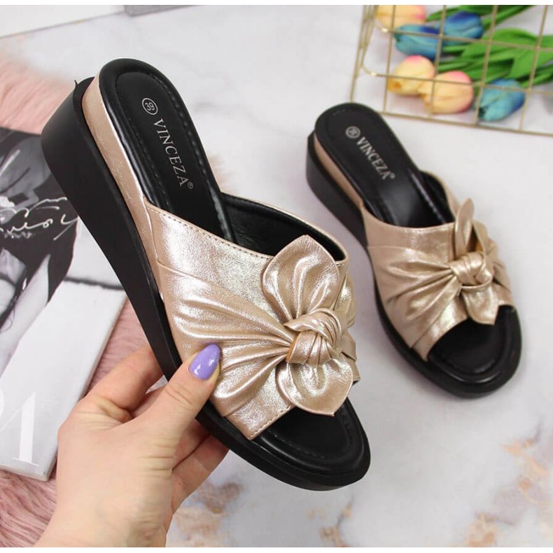 Ékes papucs Vinceza W JAN115A arany aranysárga 1