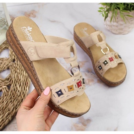 Rieker W RKR517 bézs ékpapucs 1