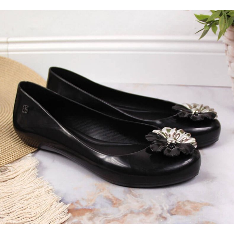 Meliski balerinák Zaxy virággal W INT1712 fekete 2