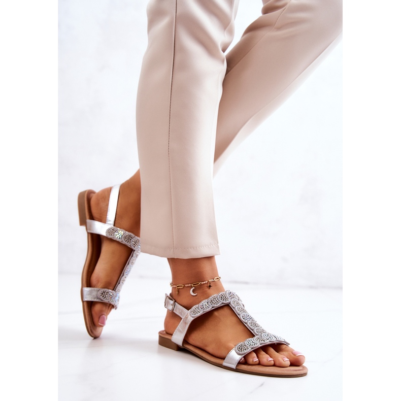 S.Barski Női szandál strasszokkal Ezüst Julies 1