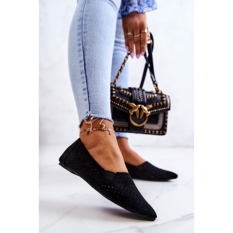 LU BOO Áttört női balerina fekete Rosario 1