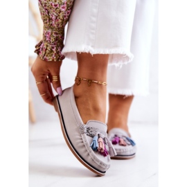 Női velúr cipők rojtokkal Szürke Laressa 1