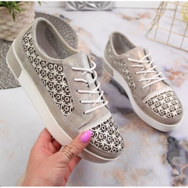 Bőr áttört cipő Filippo W PAW326 arany aranysárga 1 Bőr áttört cipő Filippo W PAW326 arany aranysárga 1