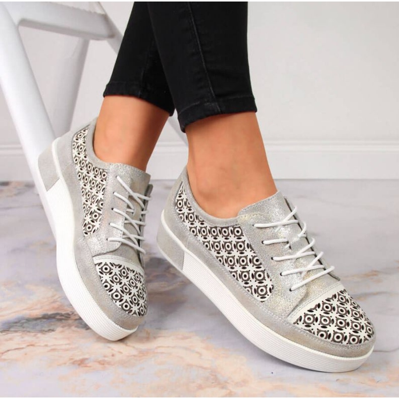 Bőr áttört cipő Filippo W PAW326 arany aranysárga 2 Bőr áttört cipő Filippo W PAW326 arany aranysárga 2