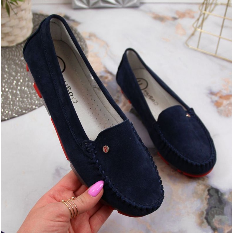 Velúr bőr cipők Filippo W PAW201D sötétkék 1