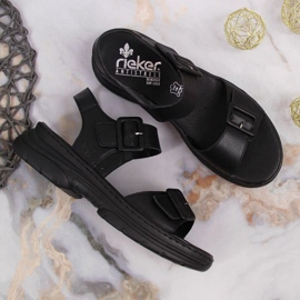 Bőr szandál a Rieker W RKR513 platformon fekete 2