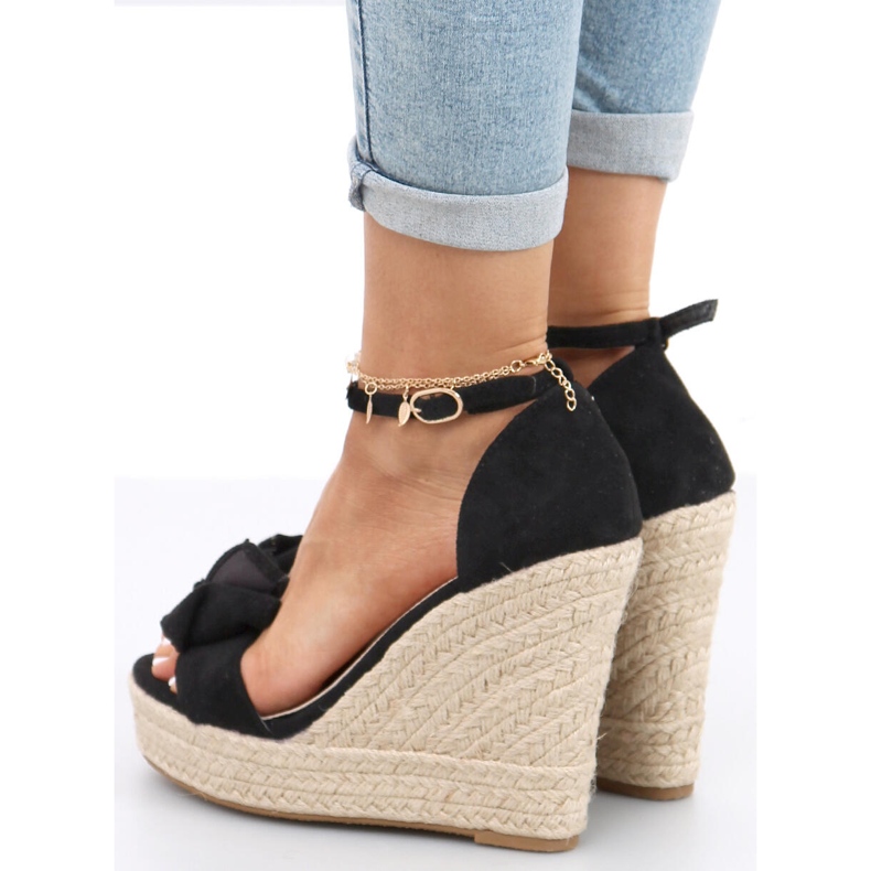 Espadrilles szandál a éken Aida Black fekete 1