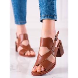 Bőr magas sarkú szandál LA.FI barna 2