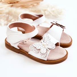 S.Barski Gyermek Bőr Butterfly szandál Fehér Rolly 1