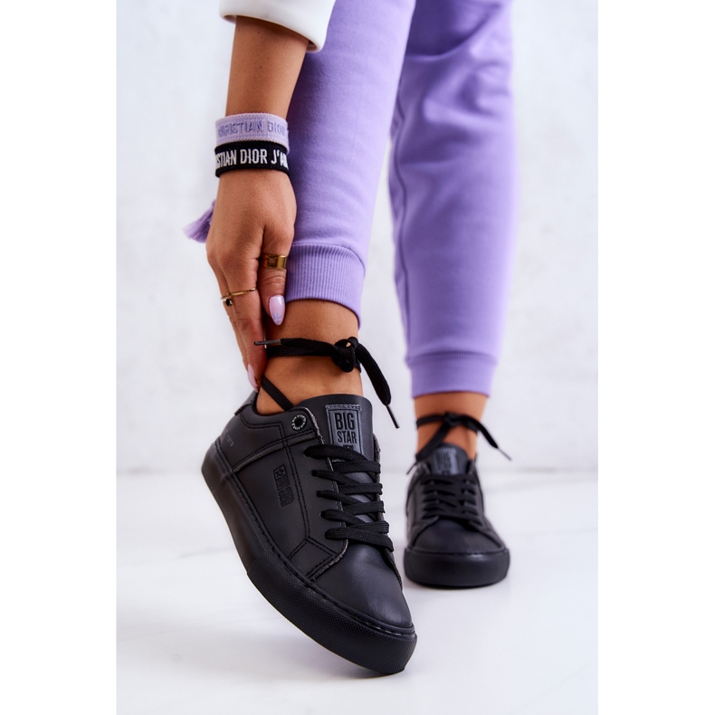 Bőr tornacipő Big Star JJ274214 Fekete 1