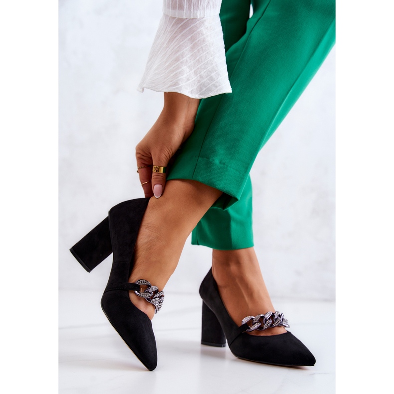 S.Barski Velúr szivattyúk Fekete Alamoss lánccal 2