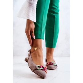 Lewski Shoes Velúr balerinák lánccal Lewski cipők 3125 bézs 1