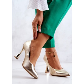 Lewski Shoes Divatos bőr szivattyúk Lewski cipők 3181 arany aranysárga 2