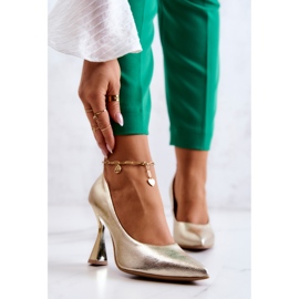 Lewski Shoes Divatos bőr szivattyúk Lewski cipők 3181 arany aranysárga 1