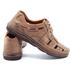 KENT Férfi nyári cipő áttört 600 barna 4