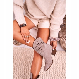 Nicole Női cowboycsizma sarkán Velúr Cappuccino Emily bézs 1