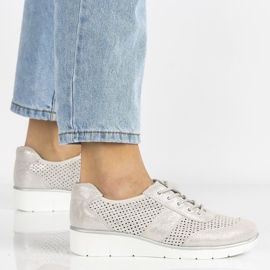 Bőr cipő Filippo DP028 / 20 Si ezüst szürke 2