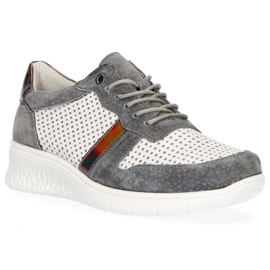 Bőr cipő Filippo DP1389 / 20 Wh Gr Szürke fehér sárga 2