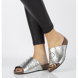 Bőr papucs Filippo DK1270 / 20 Si ezüst 1