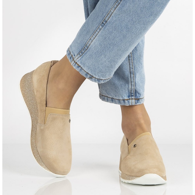 Bőr tornacipő Filippo DP1500 / 21 Legyen bézs 2