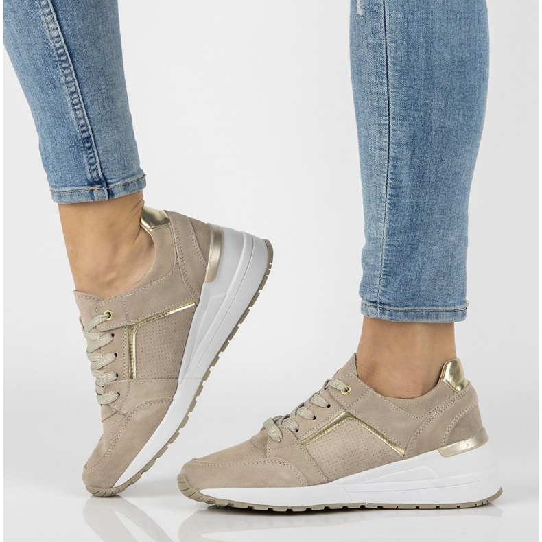 Bőr tornacipő Filippo DP2003 / 21 Legyen bézs 1