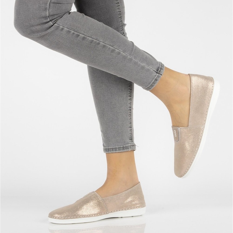 Bőr felbújós cipő Filippo DP2134 / 21 Go golden aranysárga 1