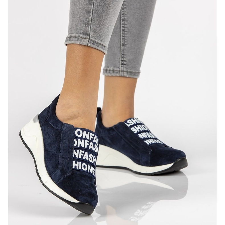 Bőr tornacipő Filippo DP2053 / 21 Nv sötétkék 1