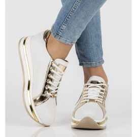 Filippo 096 fehér és arany színű bőr tornacipő aranysárga 1