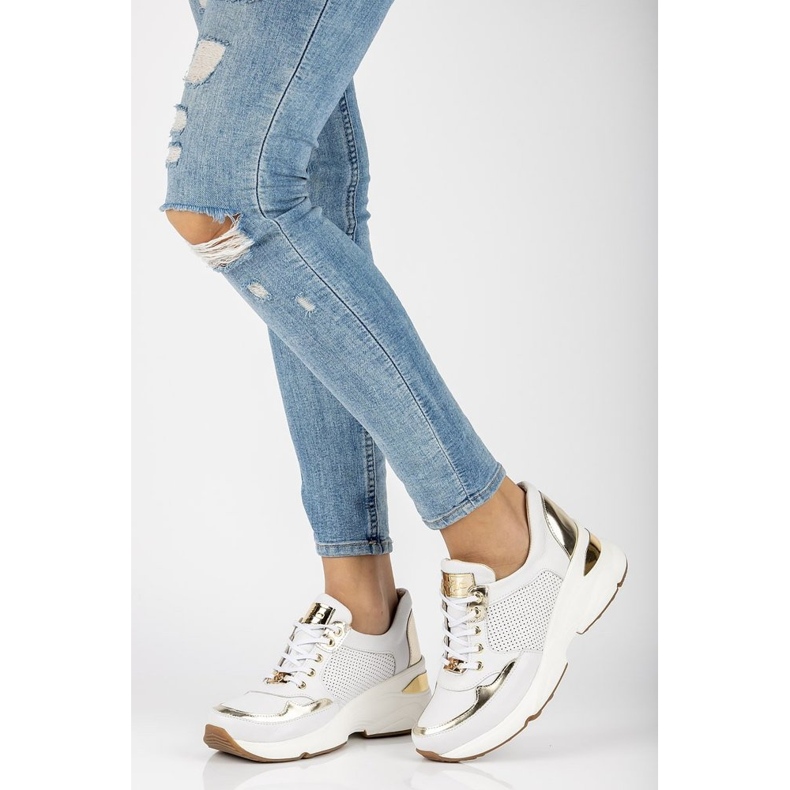 Filippo 087D fehérarany bőr tornacipő aranysárga 2