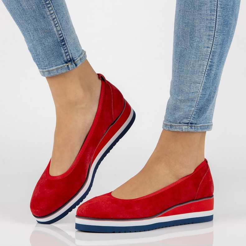 Bőr piros Filippo DP2323 / 21 Rd balerinák 1