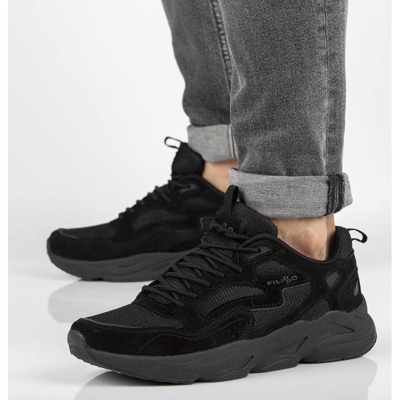 Bőr tornacipő Filippo MSP2116 / 21 Bk fekete 1