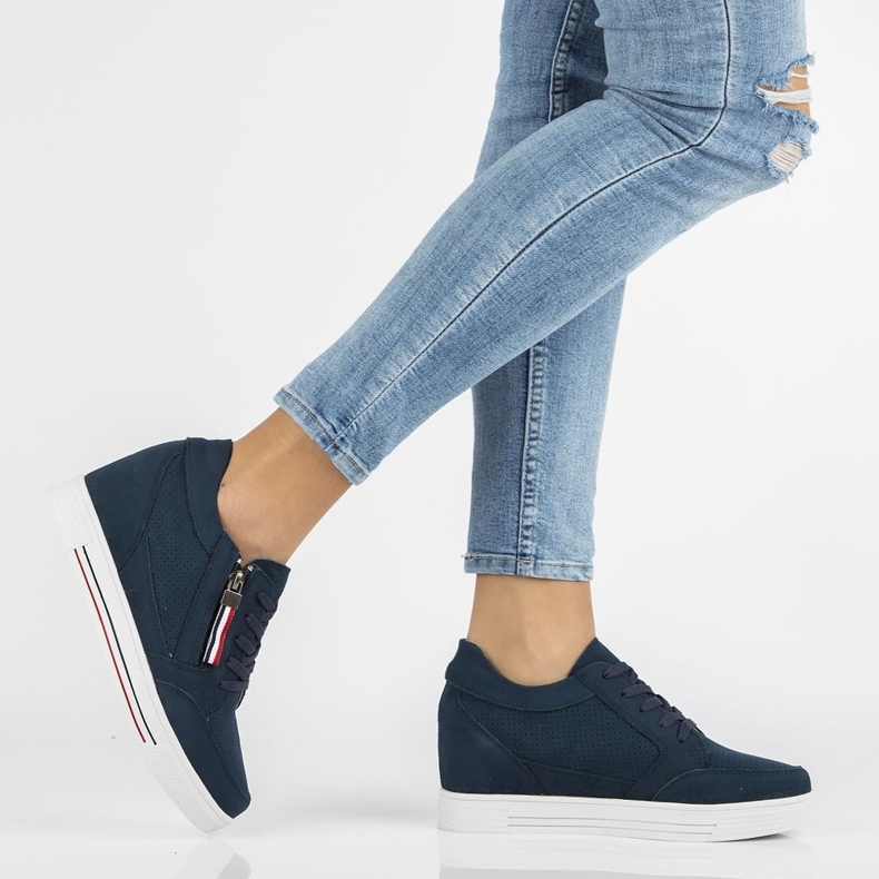 Bőr Wedge Sneakers Filippo DP2350 / 21 Nv sötétkék 1
