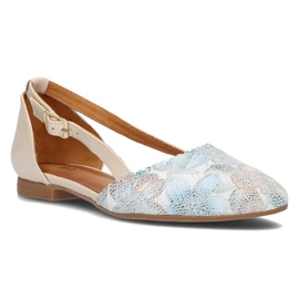 Bőr cipő Filippo 4972A bézs és türkiz 1